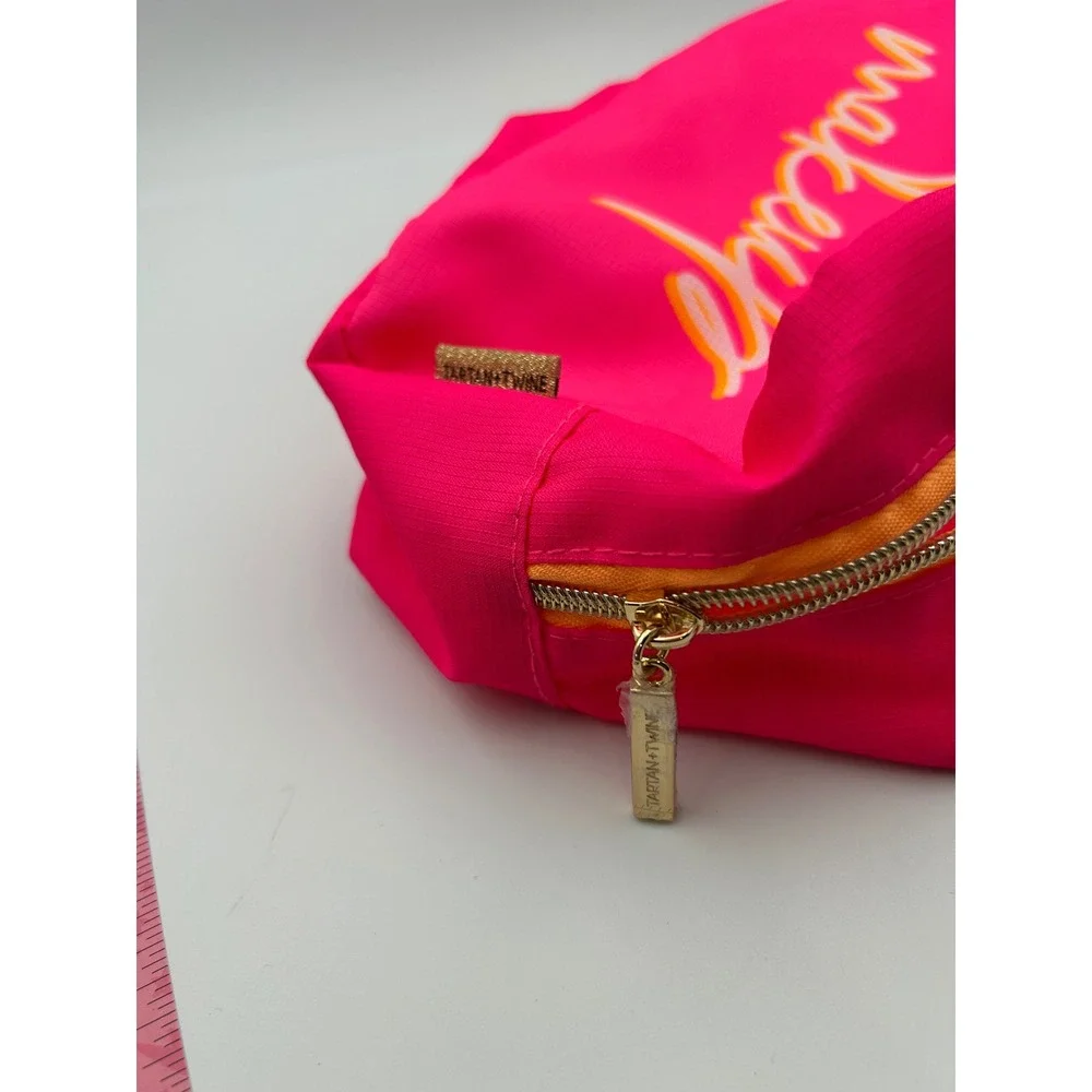Tartan + Twine Hot Pink Makeup Bag Ripstop Cosmetic Pouch Gold Zipper